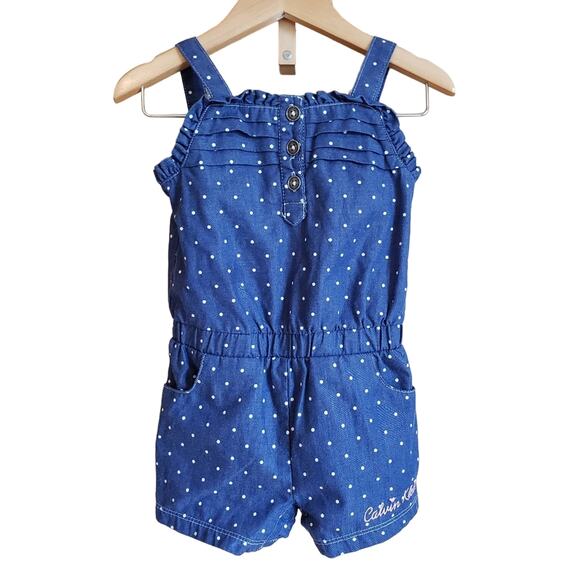 Calvin Klein Baby Girl Shorts Polka Dot Romper 12 Months - Picture 1 of 6